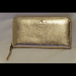 Kate Spade Lacey Mikas Pond Gold Saffiano Leather